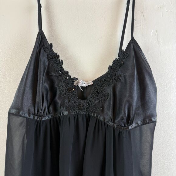 Vintage Y2K Babydoll Tank Top V Neck Fairy Sheer Lace Whimsigoth Linea Donatella - Picture 2 of 10